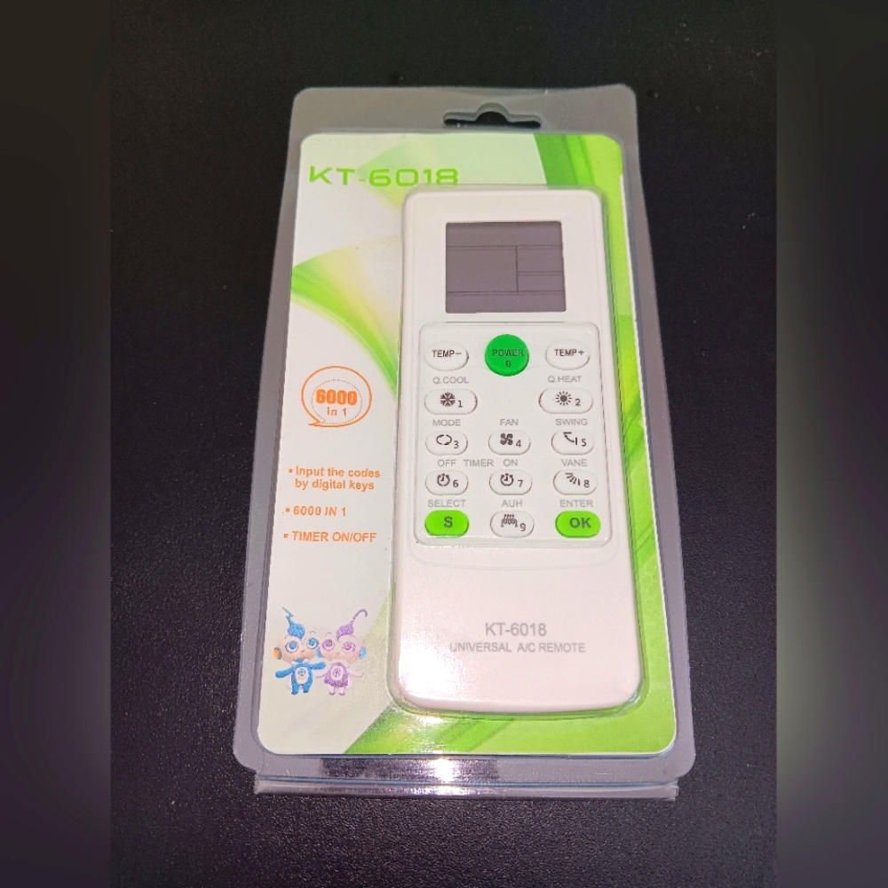 Universal AC Remote Control - White with Green Buttons